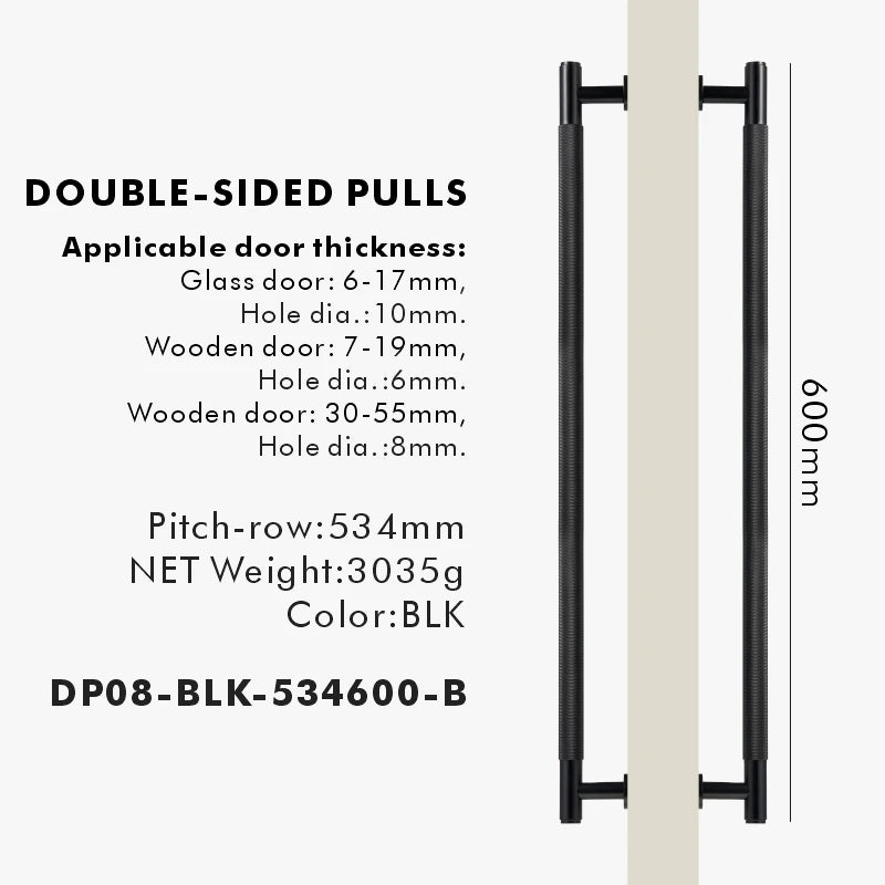 Nurlin Brass Door Double Sided Knurled Pull Bar