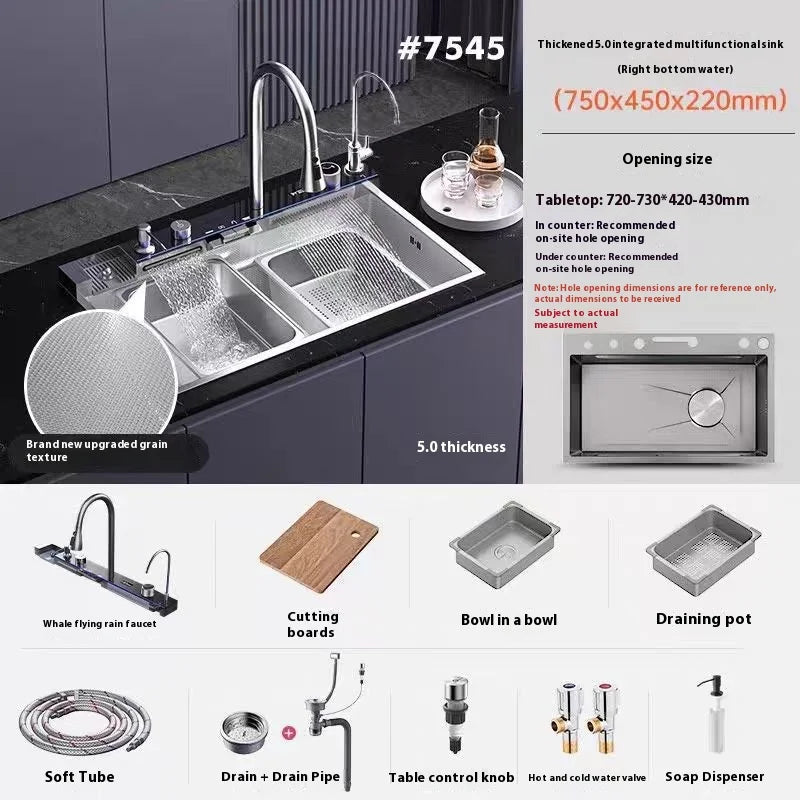 Silver Slot Stainless Steel Waterfall Sink Digital Display