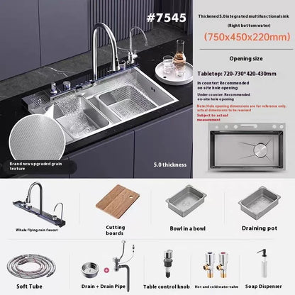 Silver Slot Stainless Steel Waterfall Sink Digital Display