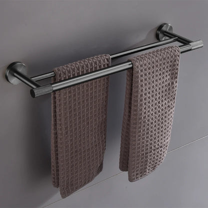 Grey Bathroom Hardware Kit Stainless Steel Round Wall