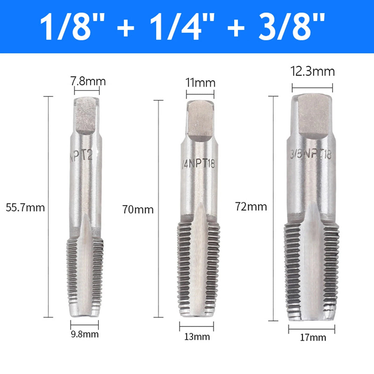 1/2/5pcs G1/8 1/4 3/8 1/2 3/4 Hss Taper