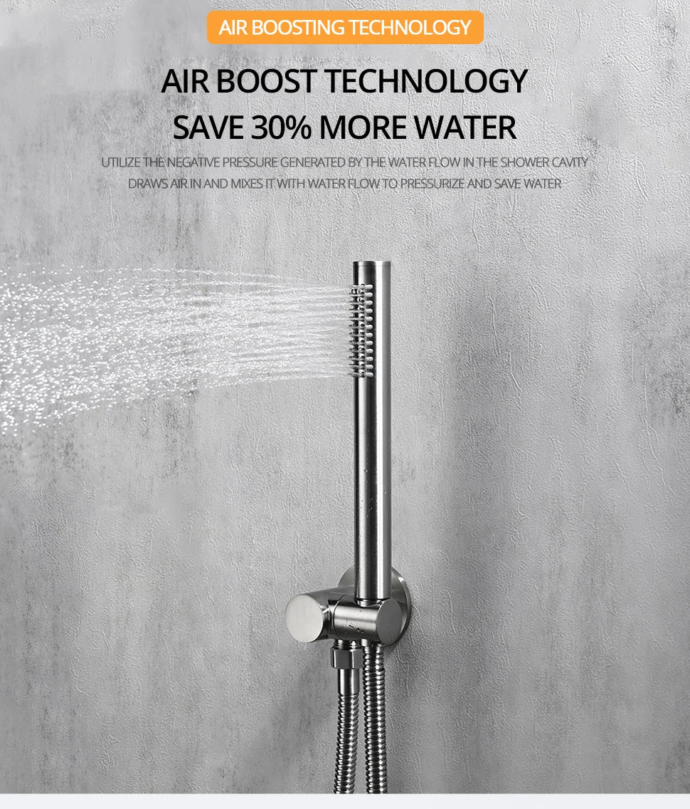 Handheld Bathroom Shower System Brushed Gold Cold Water