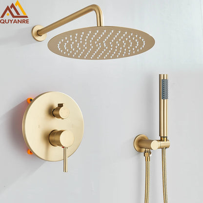 Gold Brushed Shower Faucets 2/3 Way Concealed Shower