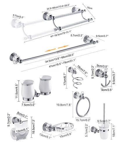 Bathroom Hardware Crystal Bath Towel Shelf Toilet Paper