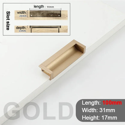 100-400mm Recessed Cabinet Drawer Pull Handle Bathroom Furniture