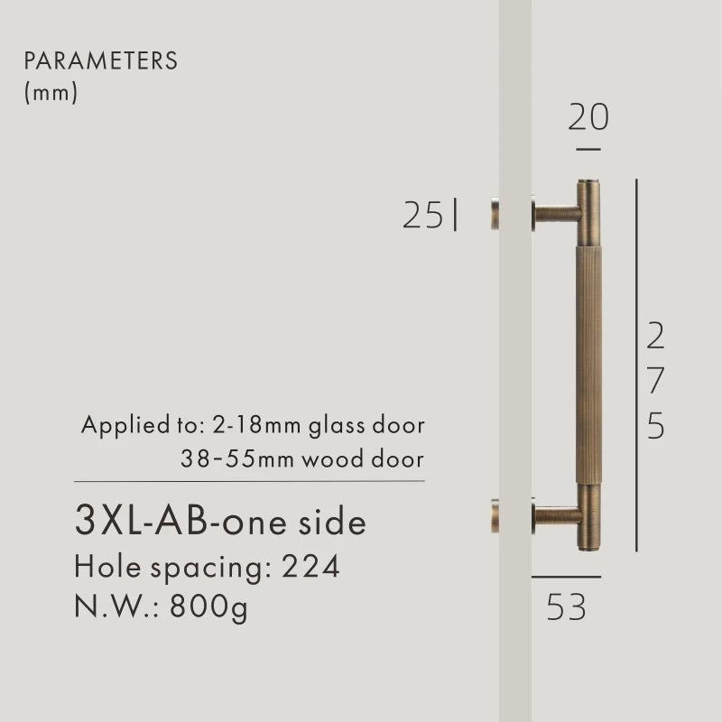 Dooroom Antique Brass Door Double Sided Stripe Linear