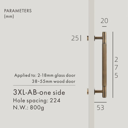 Dooroom Antique Brass Door Double Sided Stripe Linear