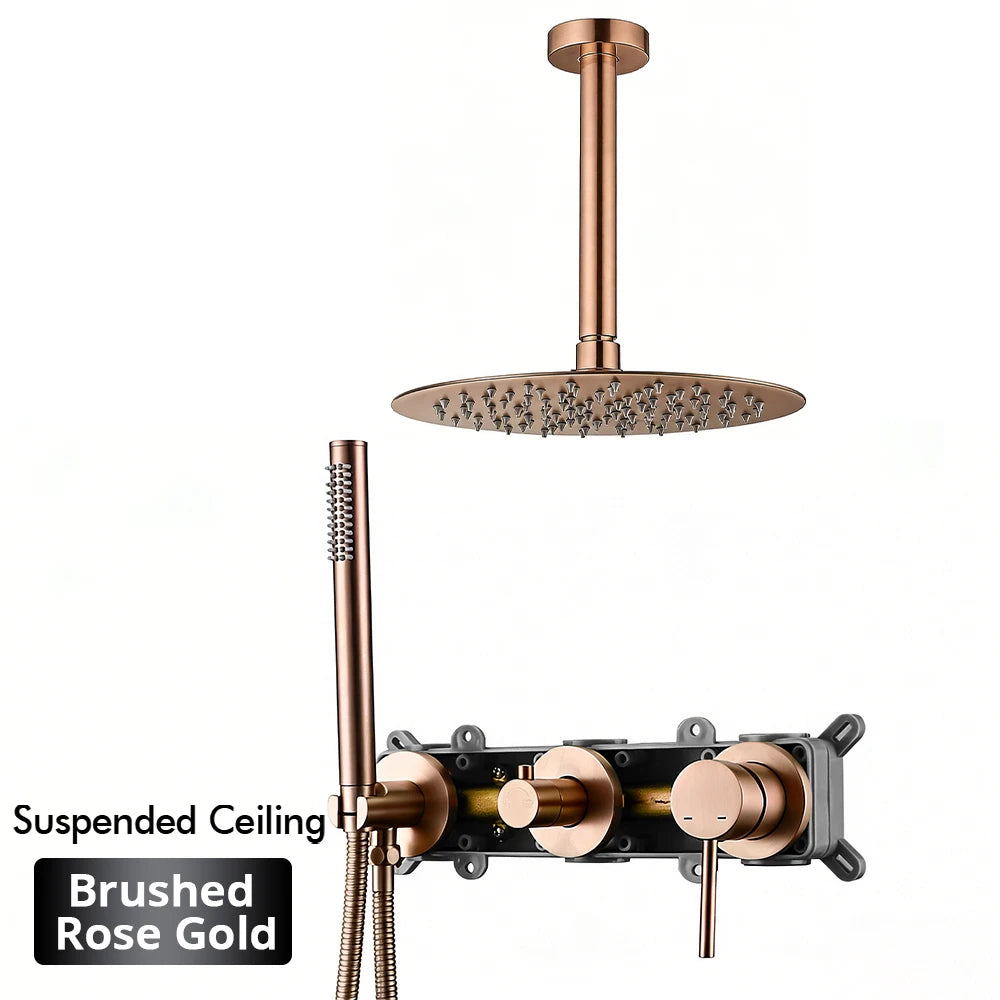 Gunmetal Shower Faucet 8-16 Wall Mounted Concealed Control