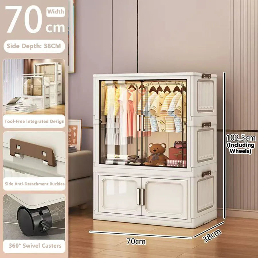 Multi-Functional Folding Storage Cabinet Doors White/Black/Gray