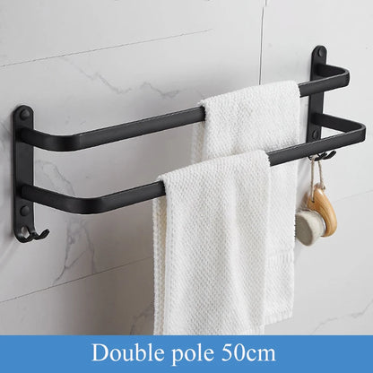 Bathroom Matte Black Wall Shelf Toilet Roll Paper