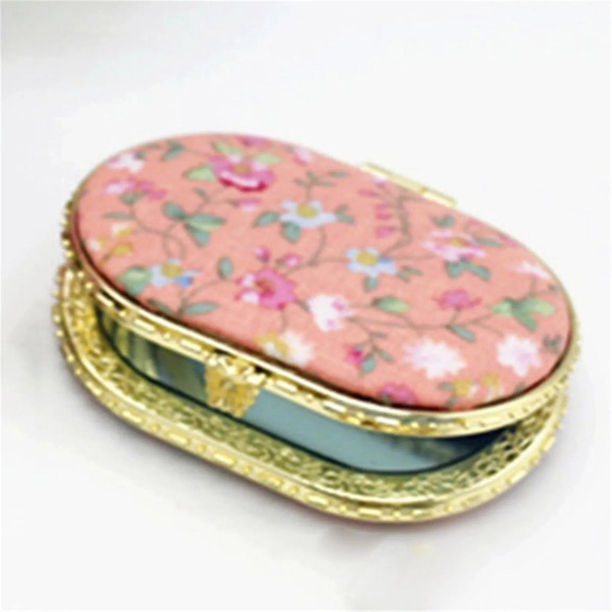 Vintage Foldable Makeup Mirror Mini Heart Round Makeup