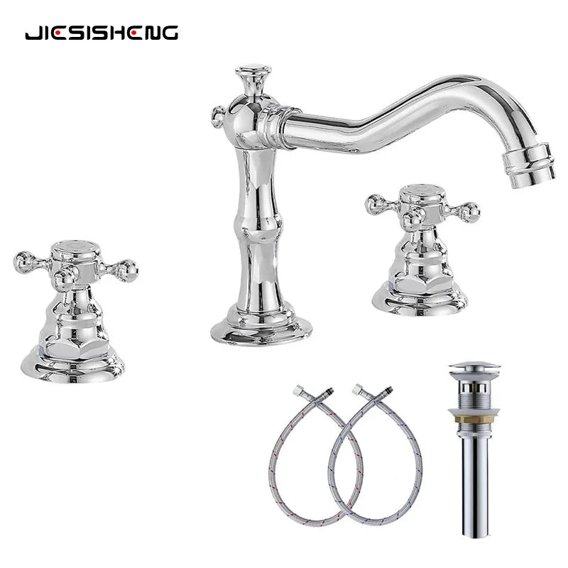 Widespread Bathroom Sink Faucet Hole Deck Mounted Dual