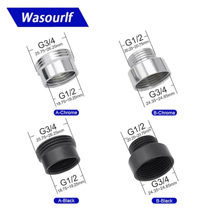 Wasourlf Bathroom Pipe Hose Adapter 1/2 3/4 Inch