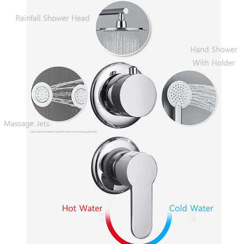 Bathroom Wall Mount Shower Panel Rainfall Shower Head/Massage