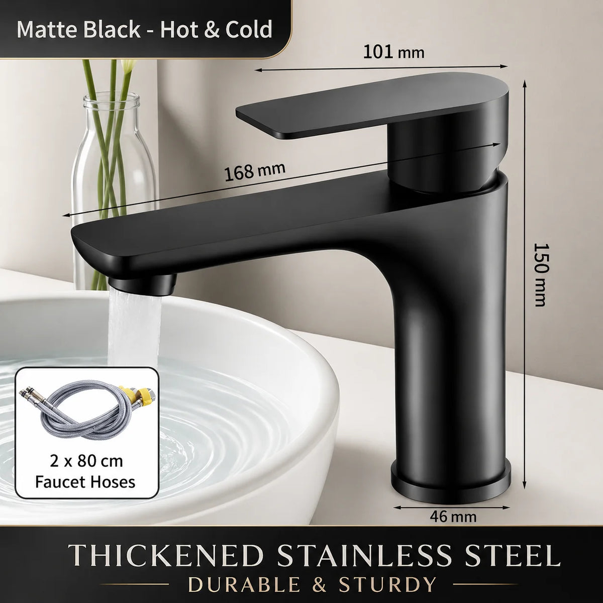 Bathroom Sink Faucet Stainless Steel Cold Mixer Tap
