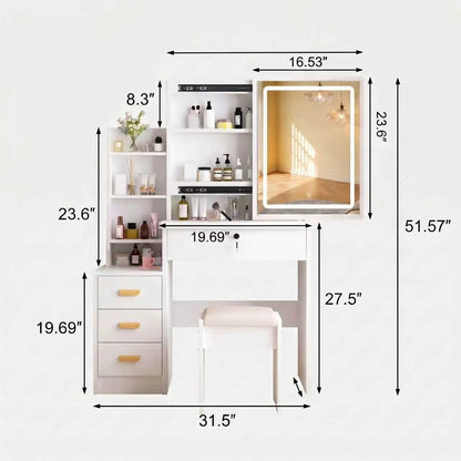 Vanity Desk Makeup Vanity Desk Sliding Mirror Lights