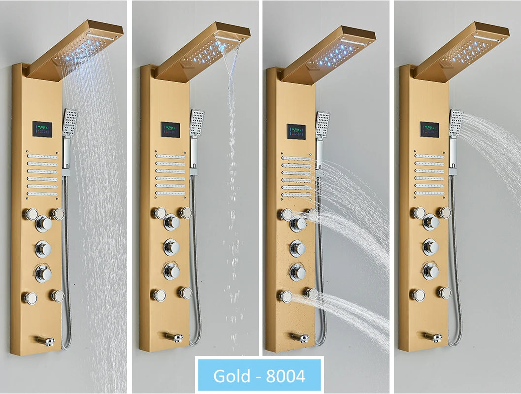 Led Shower Panel Tower System Rain Waterfall Shower