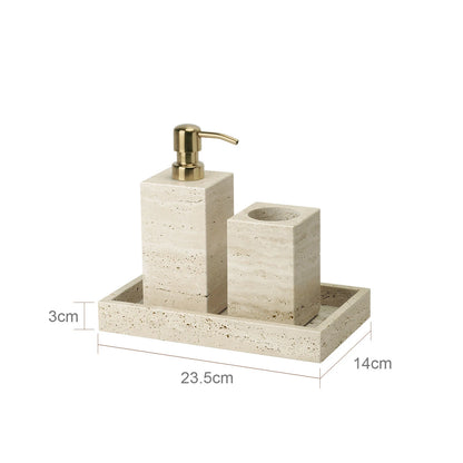 Travertine Bathroom Luxury Soap Dish Soap Dispenser Tissue