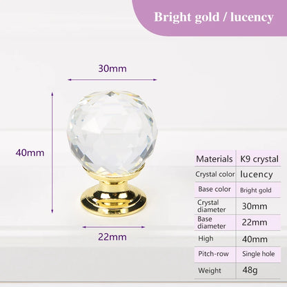 Colorful Crystal Glass Ball Pulls Knobs Wardrobe Door