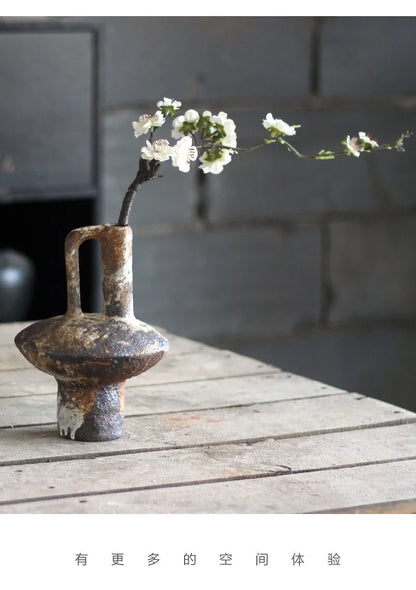Wabi Sabi Style Ceramic Vase Retro Dried Flowers