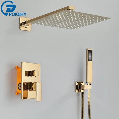 Golden Shower Faucets 2-Ways Rainfall Shower System Wall