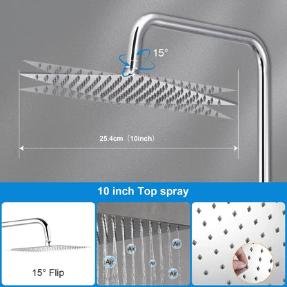 Shower System Thermostat 10-Inch Rain Shower Head Stainless