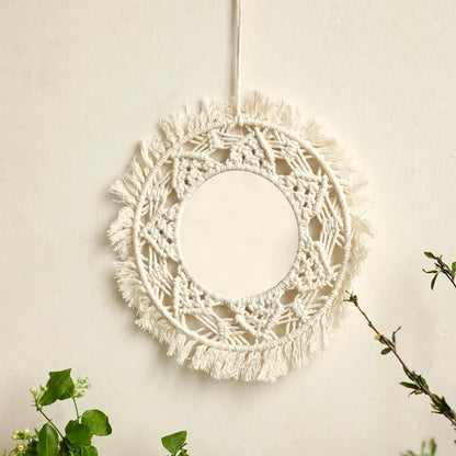 Boho Decorative Mirrors Macrame Round Mirror Aesthetic Room