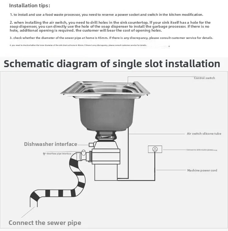 Garbage Processor Food Waste High-Power Crusher Grinder Grinding