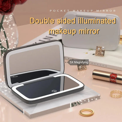 Rechargeable Square Makeup Mirror Led Lights 1x/5x Magnification