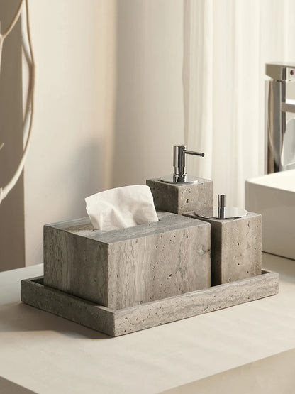 Travertino Grigio Bathroom Antique Natural Marble Soap Dispenser