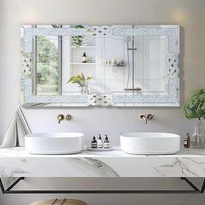 Wisfor Crushed Diamond Wall Mirror Rectangular Glass Silver