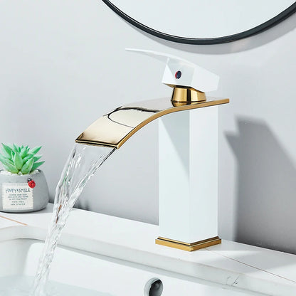 Handle Waterfall Matte Black Bathroom Basin Faucet Waterfall