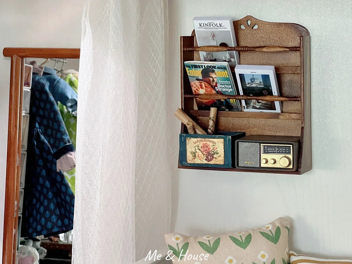 1/6 Scale Dollhouse Miniature Furniture Wooden Shelf Cabinet