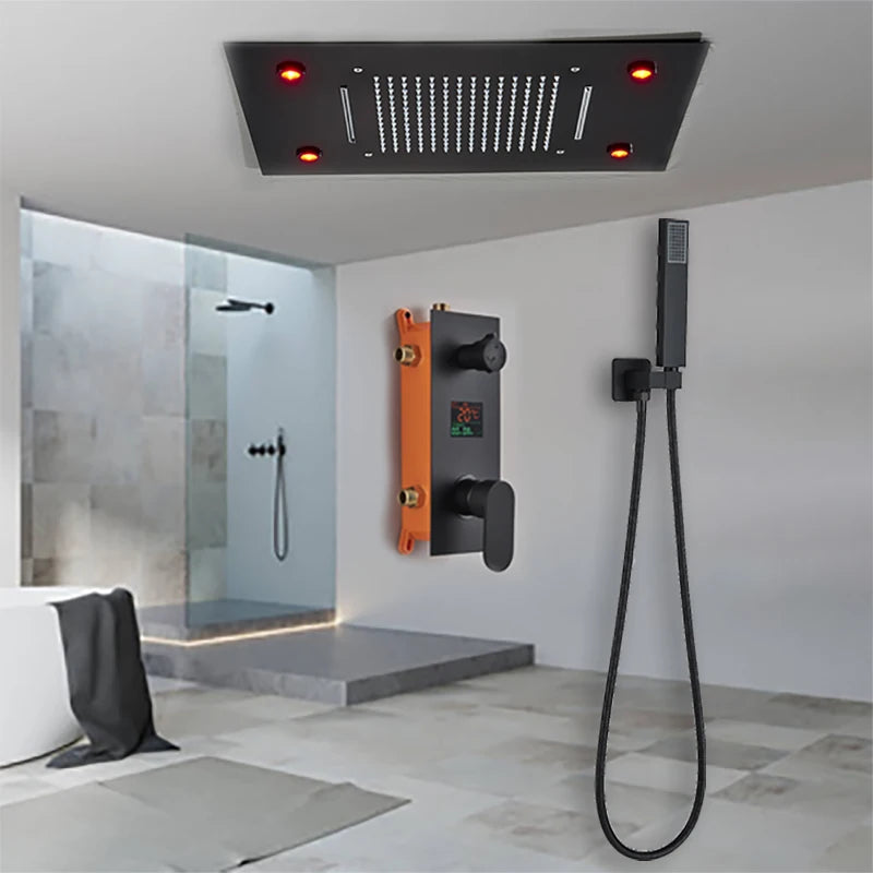 Black Led Digital Display Shower Faucet Remote Control