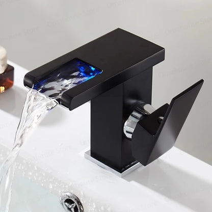 Black Bathroom Sink Faucet Hole Cold Water Mixing