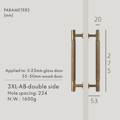 Dooroom Antique Brass Door Double Sided Stripe Linear