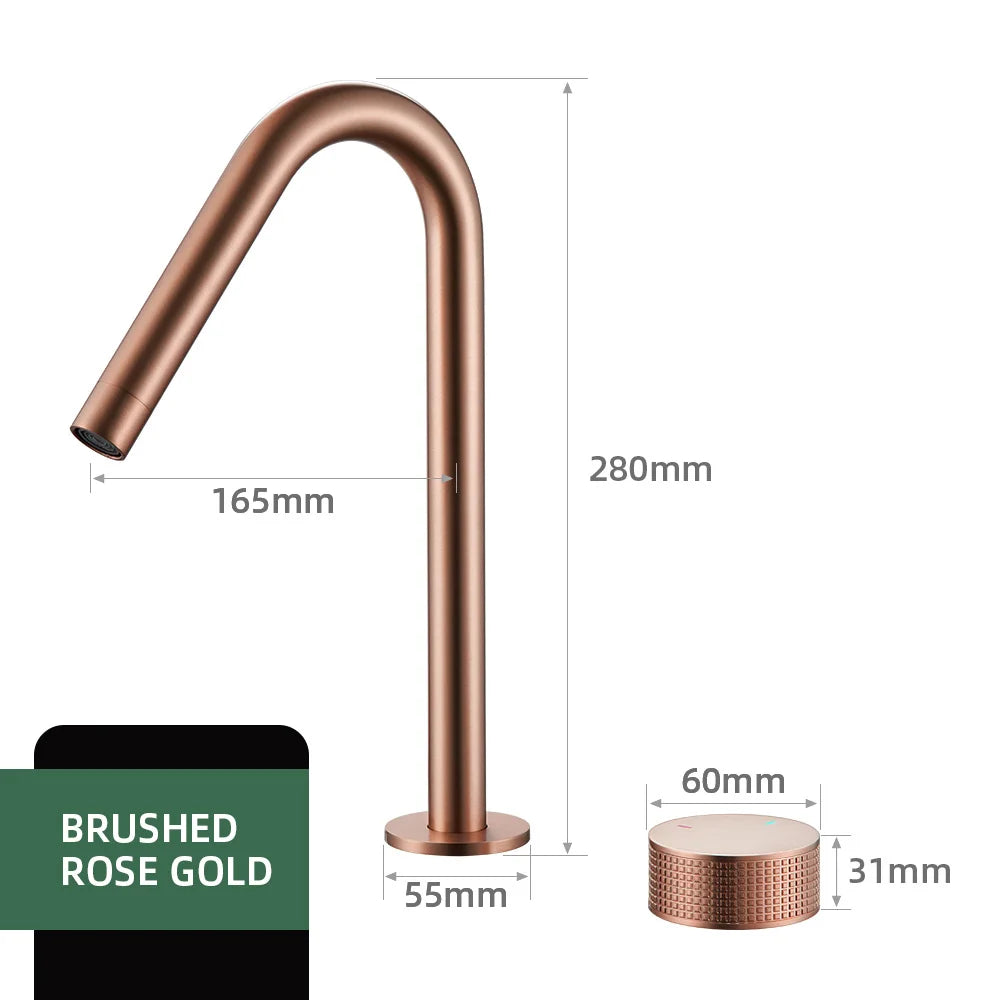 Matte Black Basin Faucet Knurled Knob Sink Tap