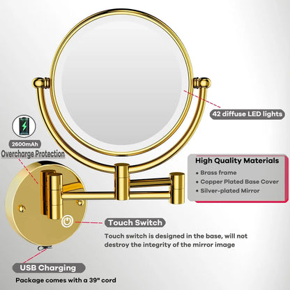 10x Magnifying Led Makeup Mirror Touch On Dual