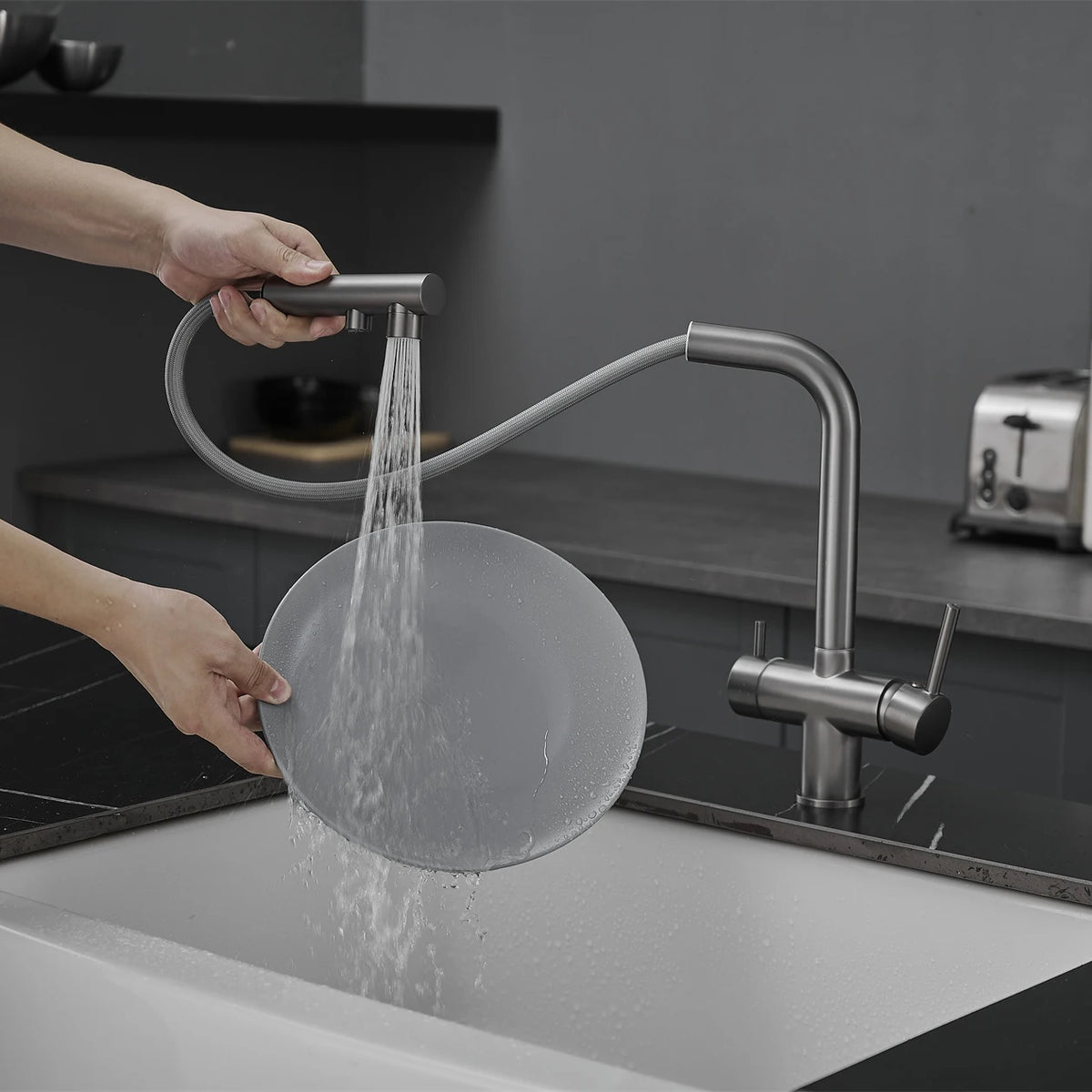 White Filter Pull Out Sink Mixer Faucets Quality