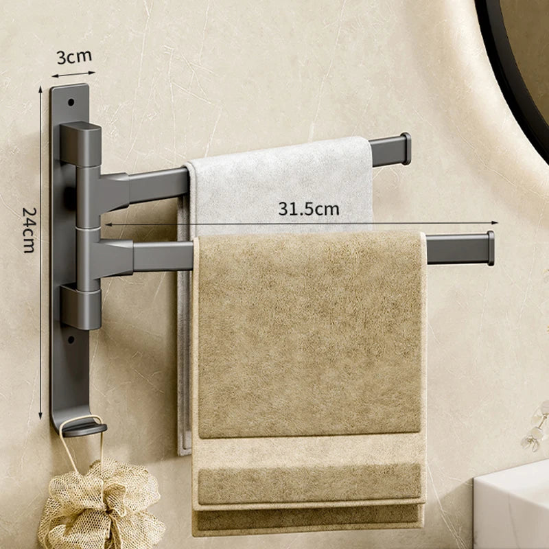 Bathroom Towel Rack Rotatable Towel Holder Space Aluminum