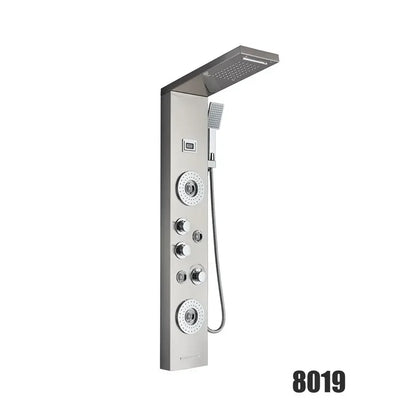 Black/Brushed Stainless Steel 5-Function Waterfall Rain Shower
