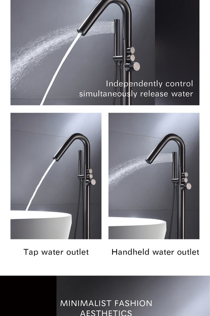 Aitna Gold Brass Luxury Bathroom Faucet Floor Standing