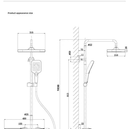 Digital Display Shower Bathroom Rainfall Piano Button Showers