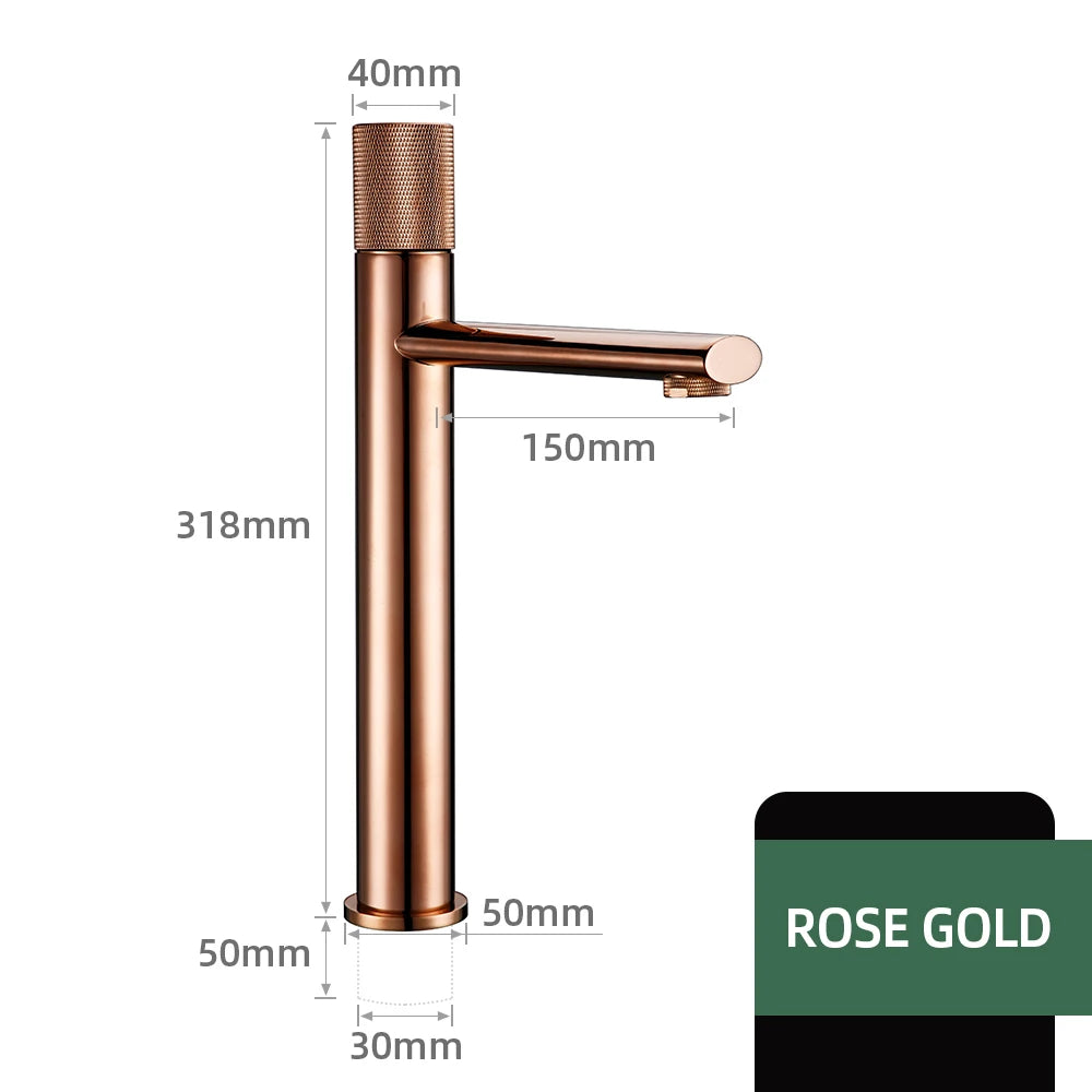 Knurled Faucet Brushed Gold Basin Faucet Bathroom Taps