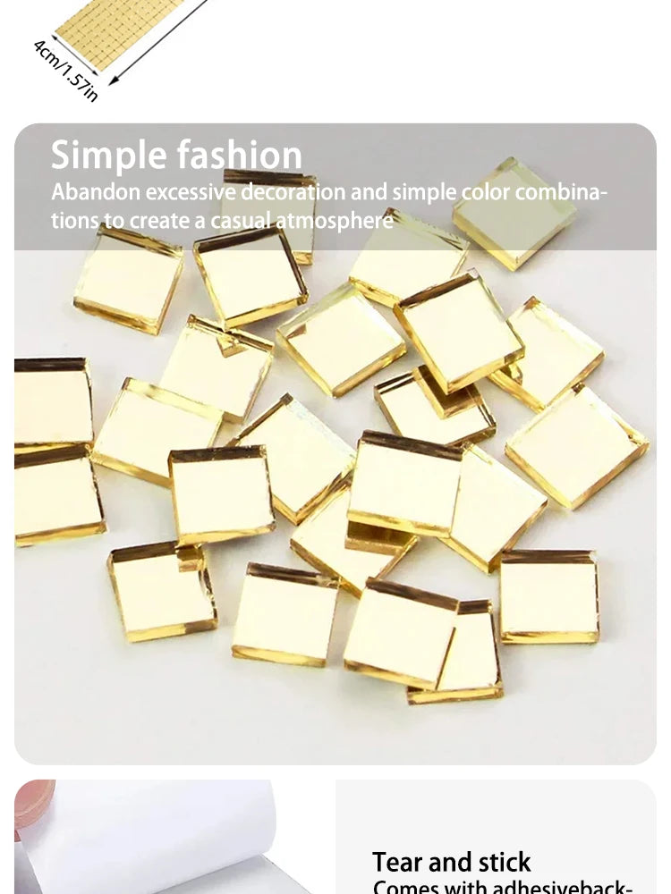 4x100cm Creative Diy Glass Mirror Stickers Mosaic Glass