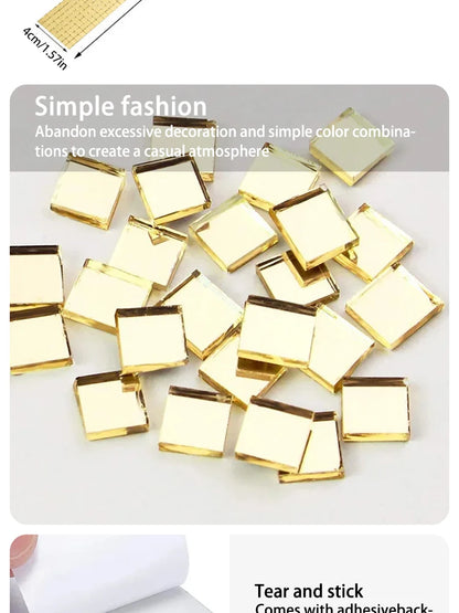 4x100cm Creative Diy Glass Mirror Stickers Mosaic Glass