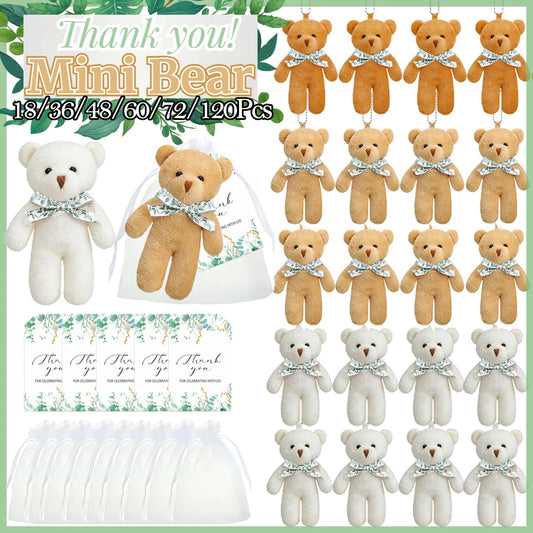 18-120pcs Mini Teddy Bears Bulk Keychain Small Bears