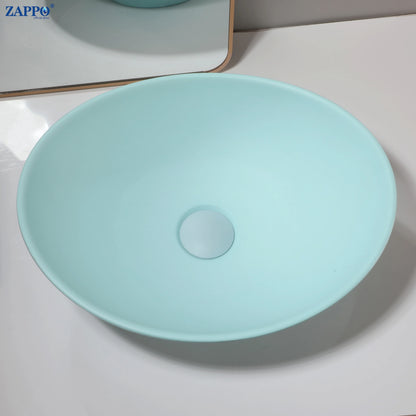 Zappo Oval Stone Resin Vessel Sink Small Black