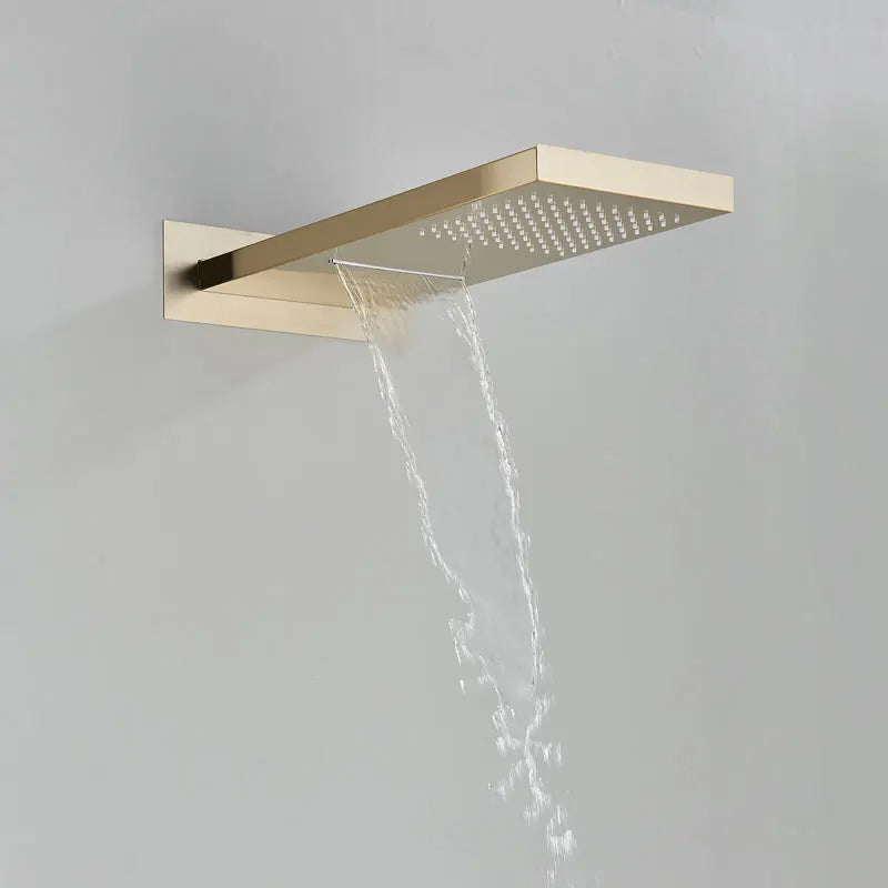 Thermostatic Shower Brushed Gold Bathroom Faucet Cold Mixer