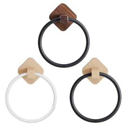 Adhesive Towel Ring Aluminum Wood Wall Mounted Matte